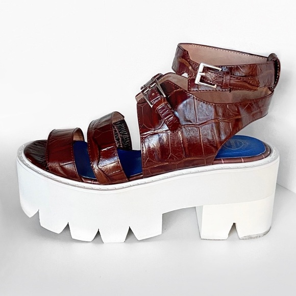 JEFFREY CAMPBELL Weymouth Brown Havana Platform Gladiator Sandals - Picture 1 of 12